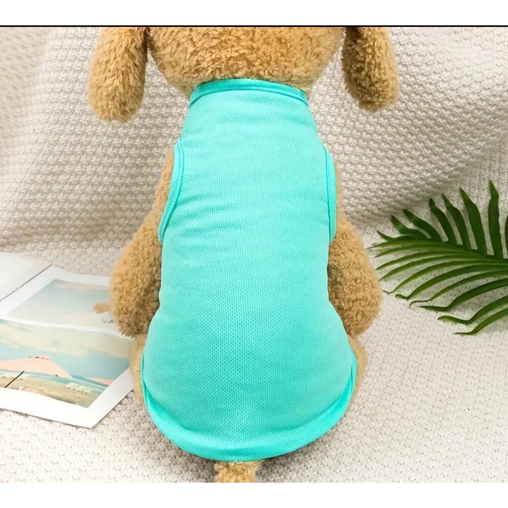 Dog Tank Tops Mesh Lightweight Pet Shirts Blue Teal Bundle Size Large